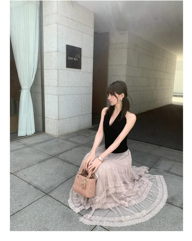 Sweet Floral Mesh Maxi Dress With Intricate Ruffle Detailing And Asymmetrical Hemversatile And Chic Pink Dots - Shop at LoveMi
