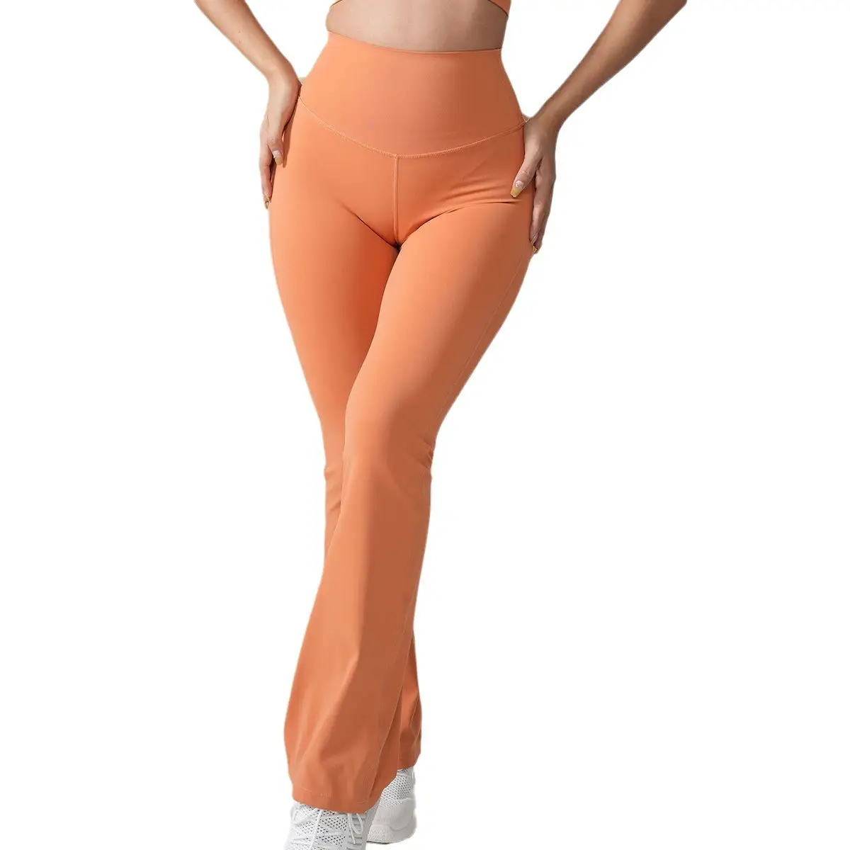 High Waist Hip Lift Peach Bell-bottom Pants Lycra Nude Feel Yoga Pants