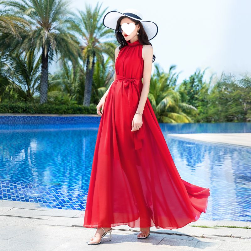 Bohemian Solid Color Plus Size Dress Bright Red - Shop at LoveMi