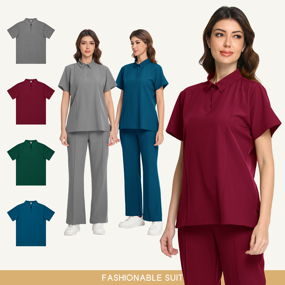 Surgical Scrubs With A Turn-down Collar And Surgical Trousers