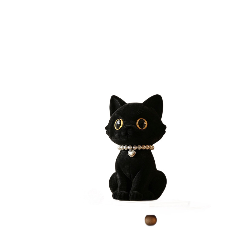 Black cat ornament pearl necklace decoration (black cat