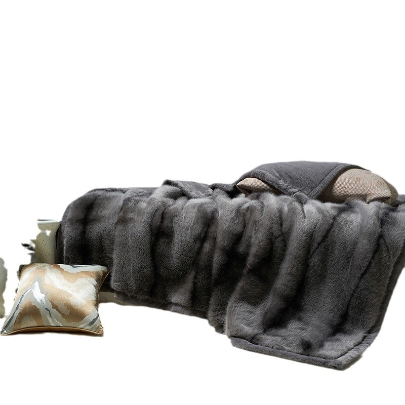 Affordable Luxury Faux Fur Sofa And Double Bed Side Fox Blanket