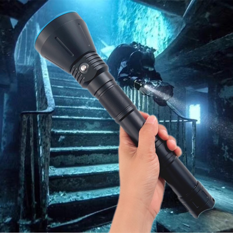 Lampe de poche de plongée haute puissance avec indicateur de niveau de batterie pour