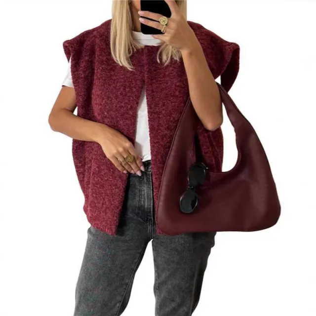 Womens Stylish Wool Blend Warm Vest Wine - Shop at LoveMi