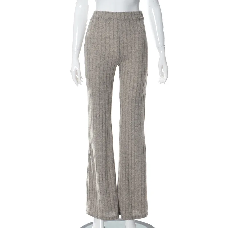 Fashionable High Waist Trousers For Women - Khaki