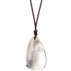 Natural White Crystal Drop-shaped Polished Rough Stone Pendant Necklace - About 2To4Cm - View 1