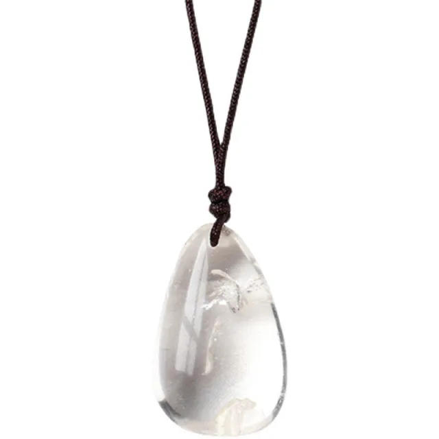 Natural White Crystal Drop shaped Polished Rough Stone Pendant Necklace About 2To4Cm - Shop at LoveMi