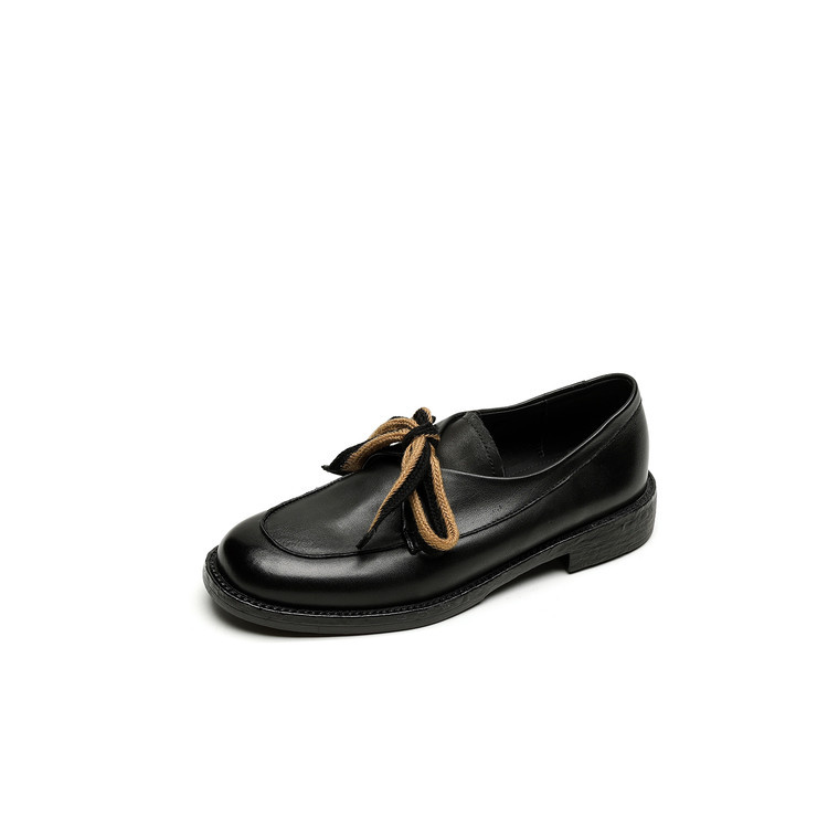 Womens Simple Retro Bow-Heeled Pumps