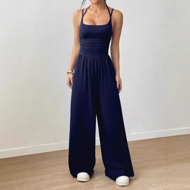 Casual And Comfortable Travel Vacation Daily Wear Spring And Autumn Jumpsuit Blue - Shop at LoveMi