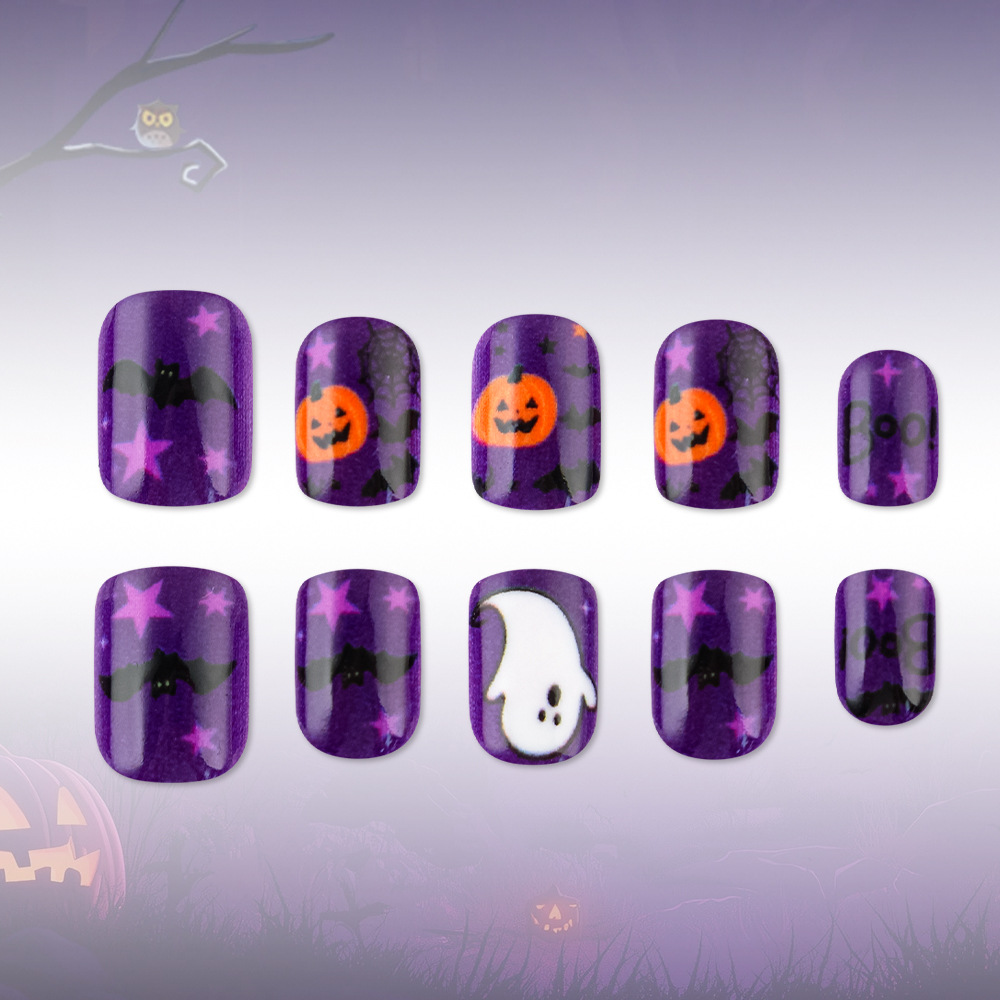 Halloween Ghost Spiderweb Removable Fake Nails