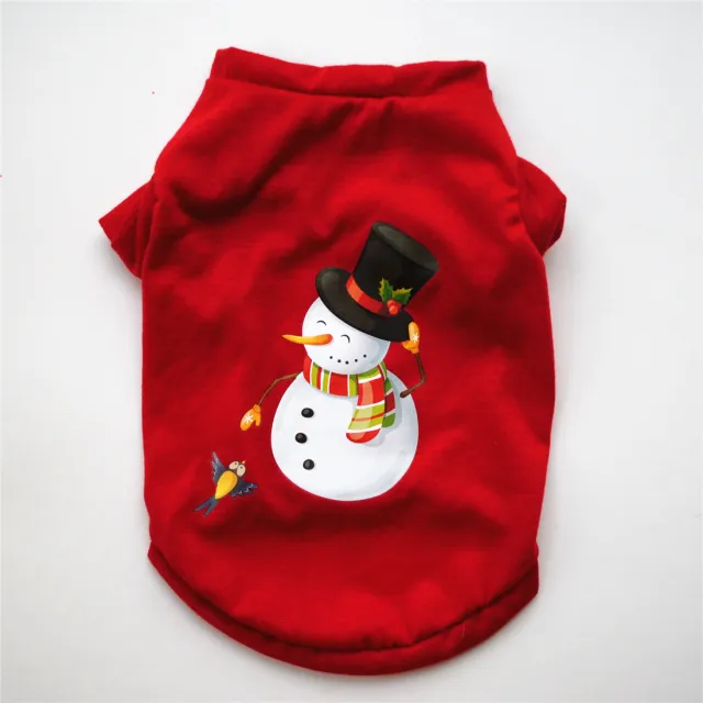 Fashion Dog Clothes Christmas Clothing Red Christmas Snowman - Shop at LoveMi