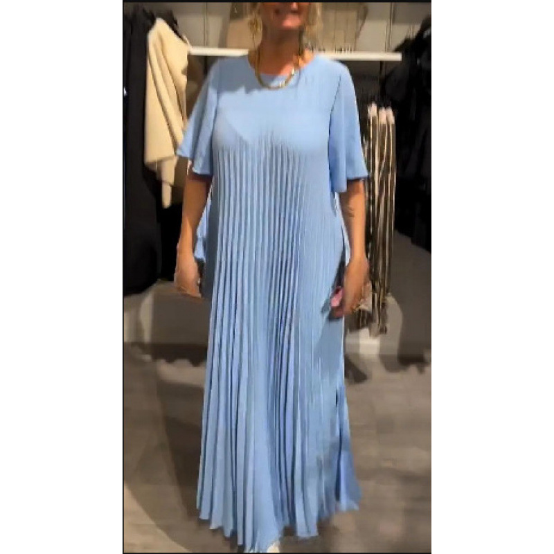 European And American Women's Clothing Round Neck Short Sleeve Casual Dress