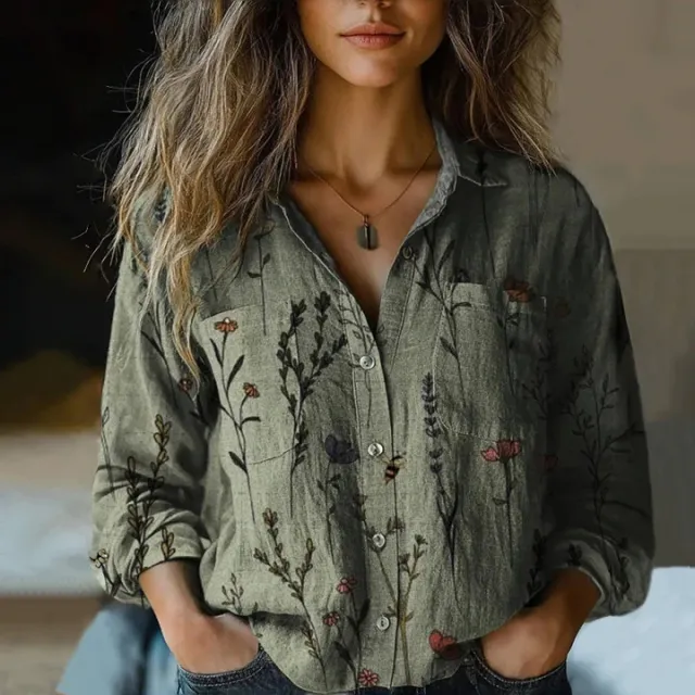 Women's Loose Casual Tie dye Printed Long sleeved Shirt Style24111808 5Xl - Shop at LoveMi