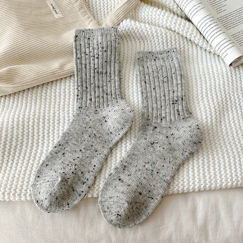 Womens Wool Socks For Winter Warmth - Beige Gray