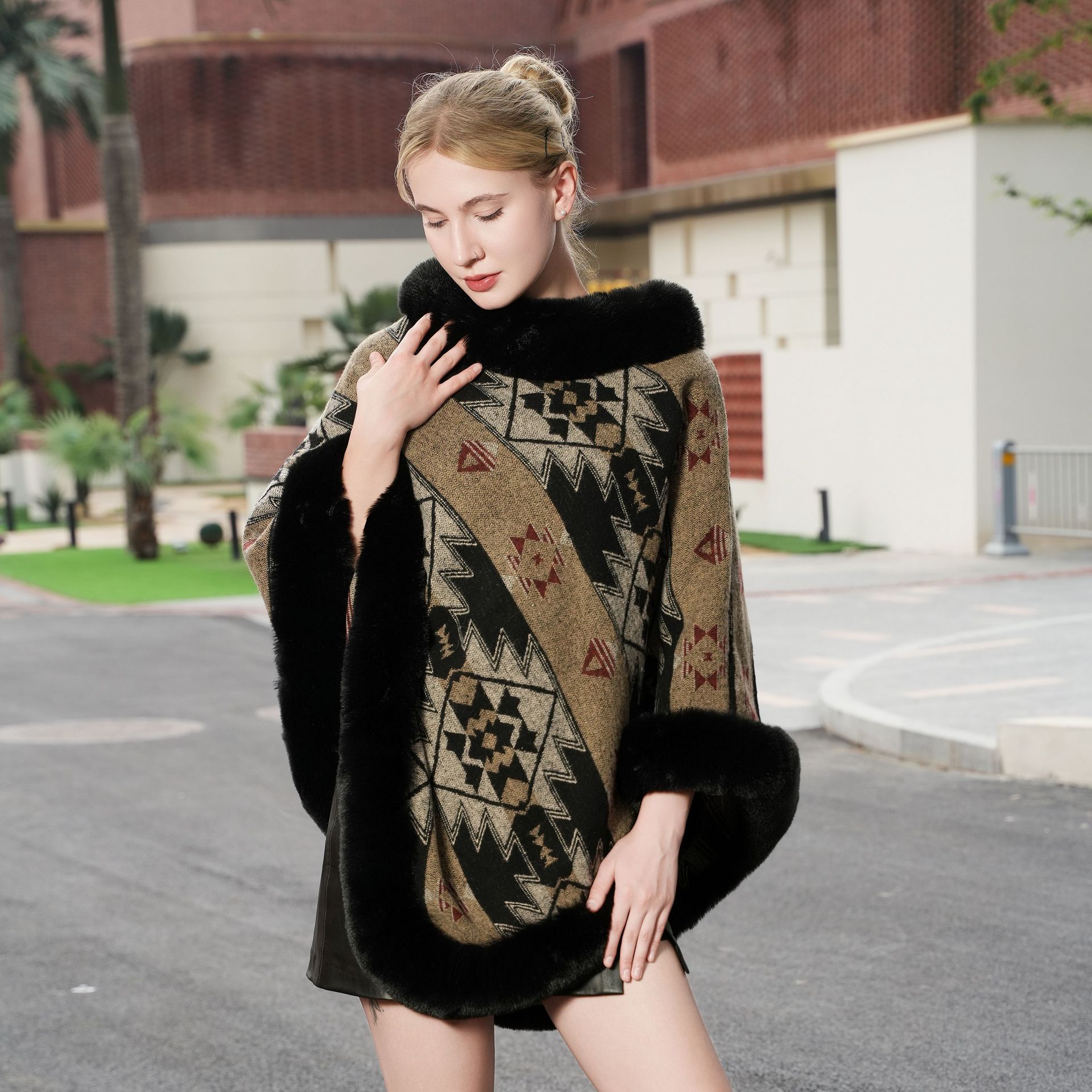 New Knitted Thermal Head Cover Cape Elegant Shawl - Image 2