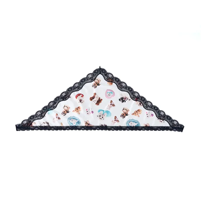 Lace Stitching Silk Texture Hair Band Triangle Shawl White - Shop at LoveMi