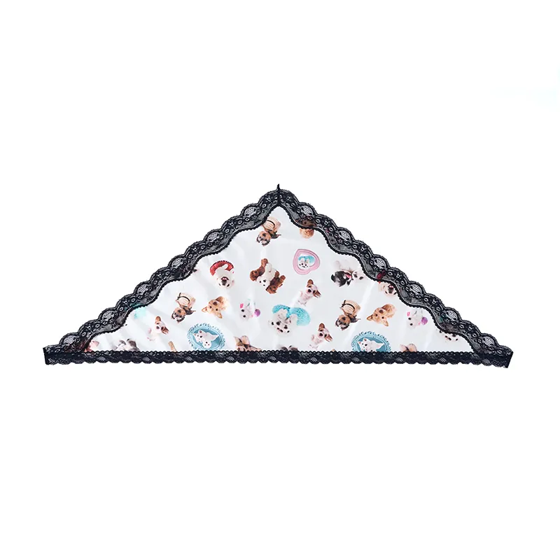 Lace Stitching Silk Texture Hair Band Triangle Shawl - White