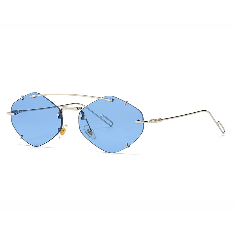 Metal Frameless Sun Glasses Women - Blue