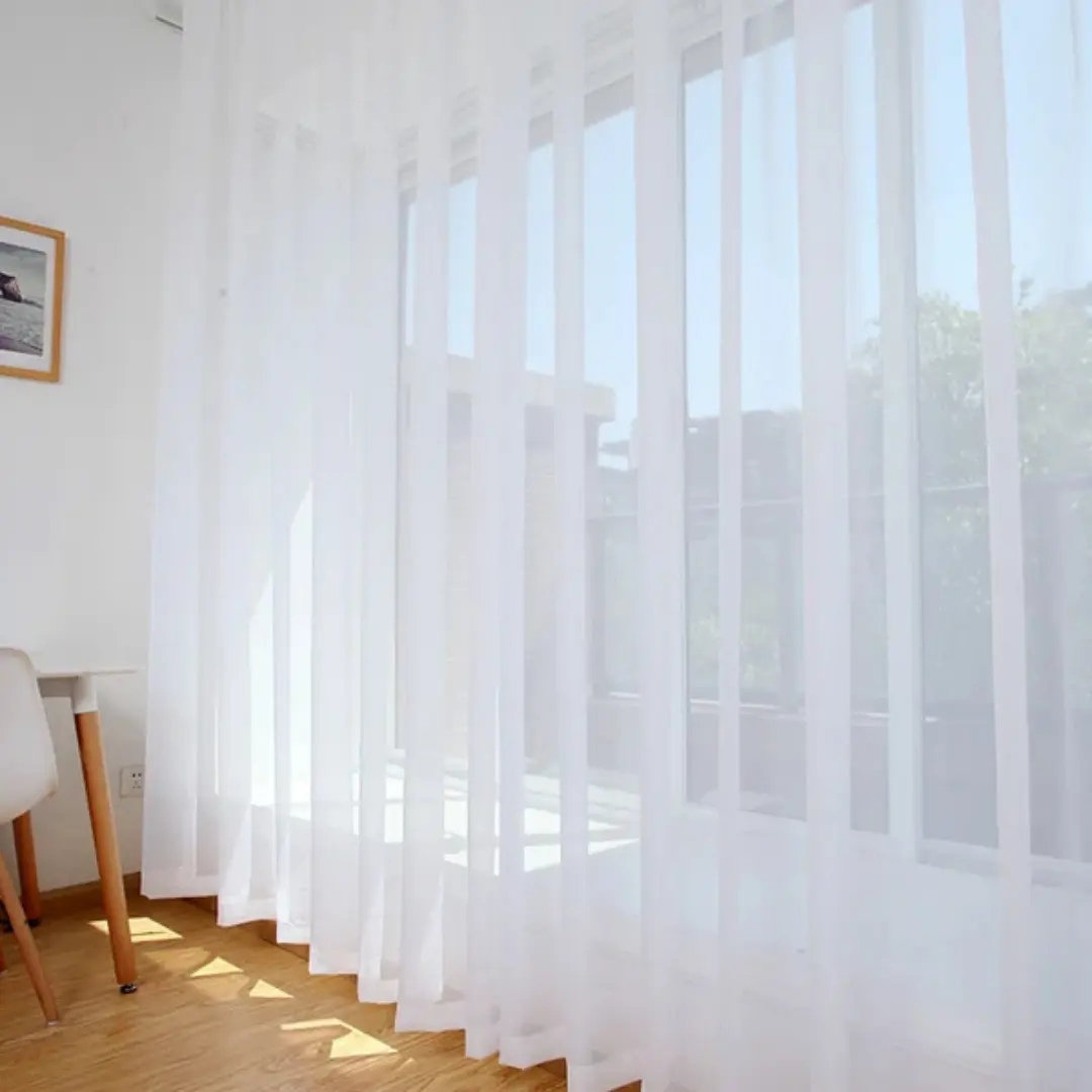 Modern Minimalist Thin White Sheer Solid-color Curtain