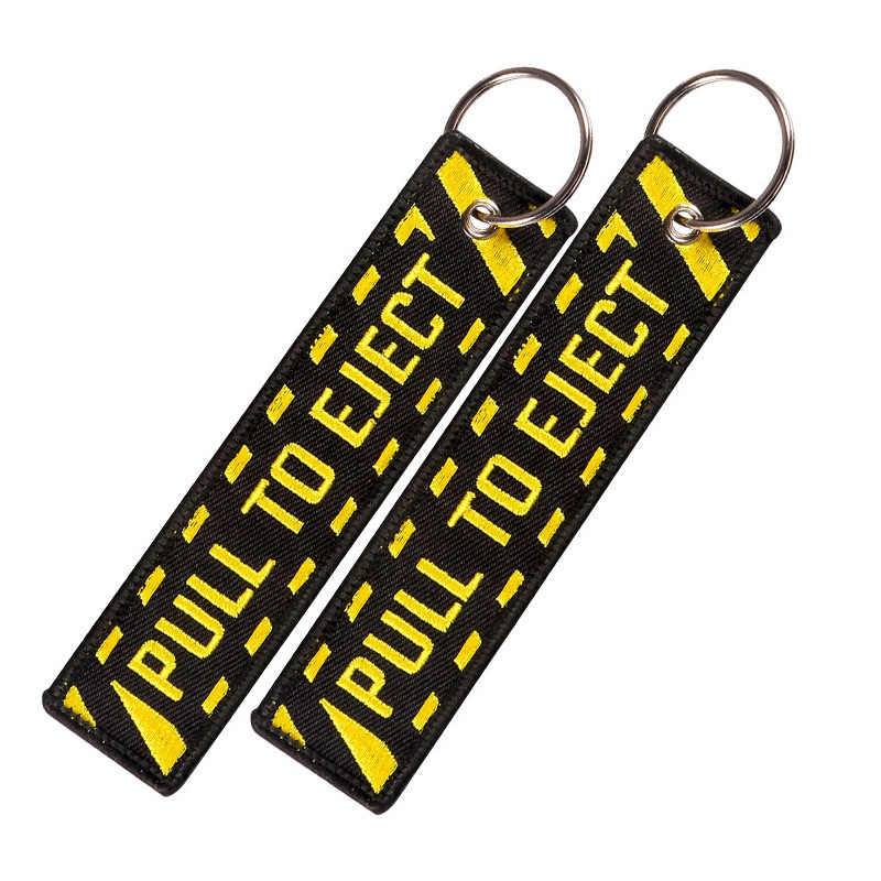 Pull-to-eject Fashionable Motorcycle Embroidery Keychain