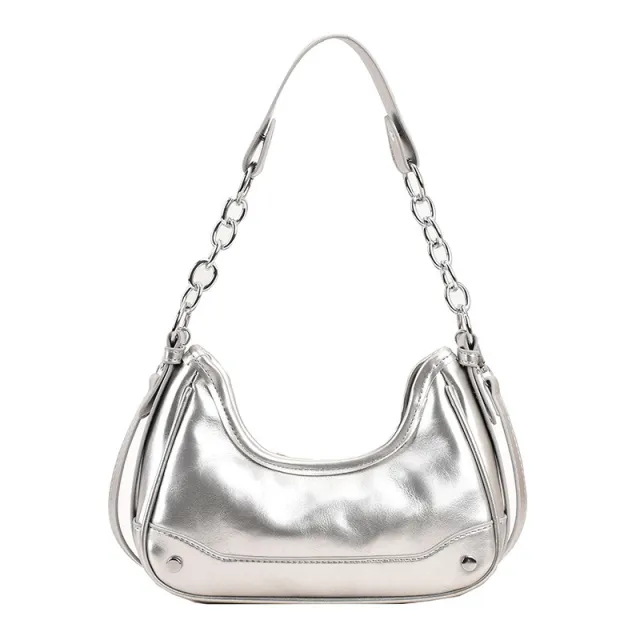 High grade Fashionable Shoulder Simple Western Style Super Popular Underarm Bag Silver - Shop at LoveMi