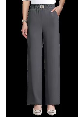 Womens Casual Wide-leg Straight Pants With A Colorful Elastic Waist
