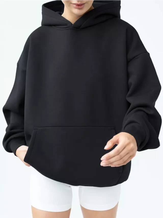 Women's Long sleeved Hooded Sweater Black - Shop at LoveMi
