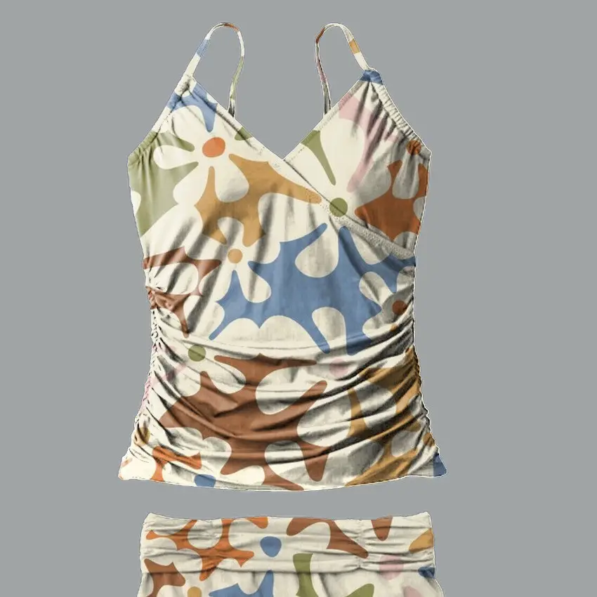Womens Strappy Bikini With Creative Floral Pattern