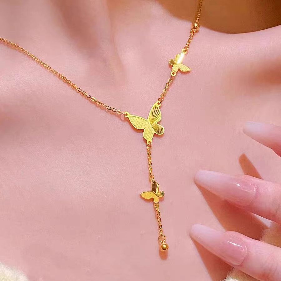 New Butterfly Tassel Necklace For Women 18K Gold Plating
