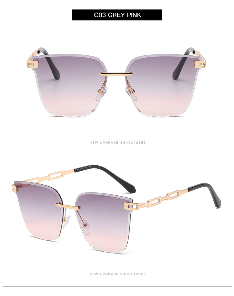 Frameless Trimming Sunglasses Metal Hollow Gradient Color Sunglasses - Image 3