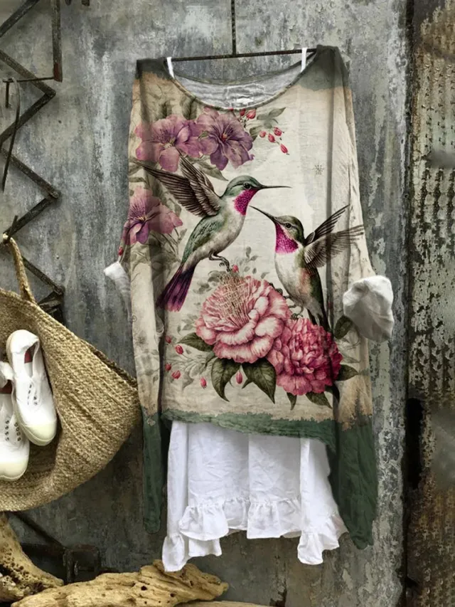 Women's Casual Printed V neck Long Sleeve Top J - Shop at LoveMi