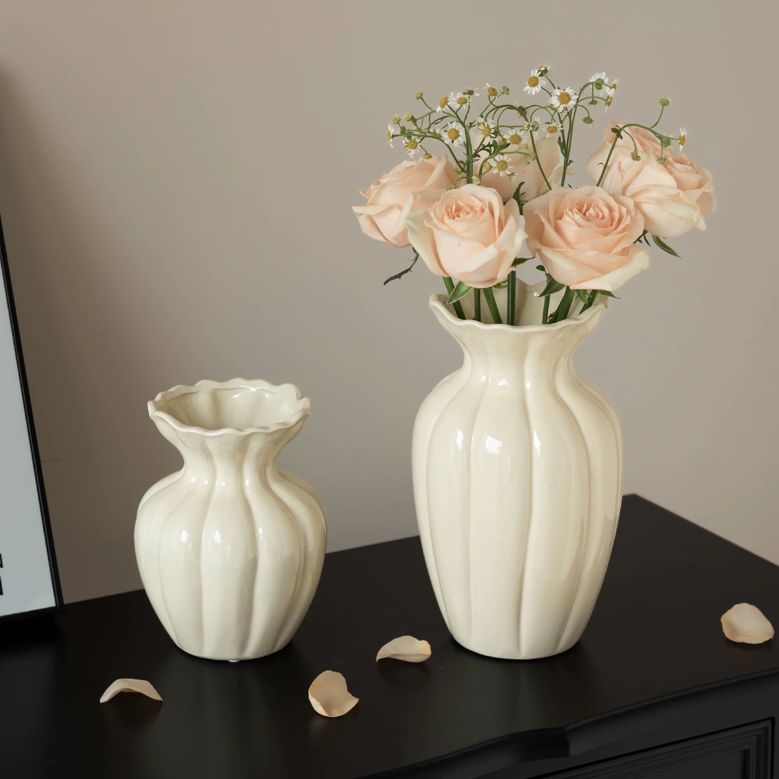 American-style Vintage Ceramic Vase High-end White Design Creative