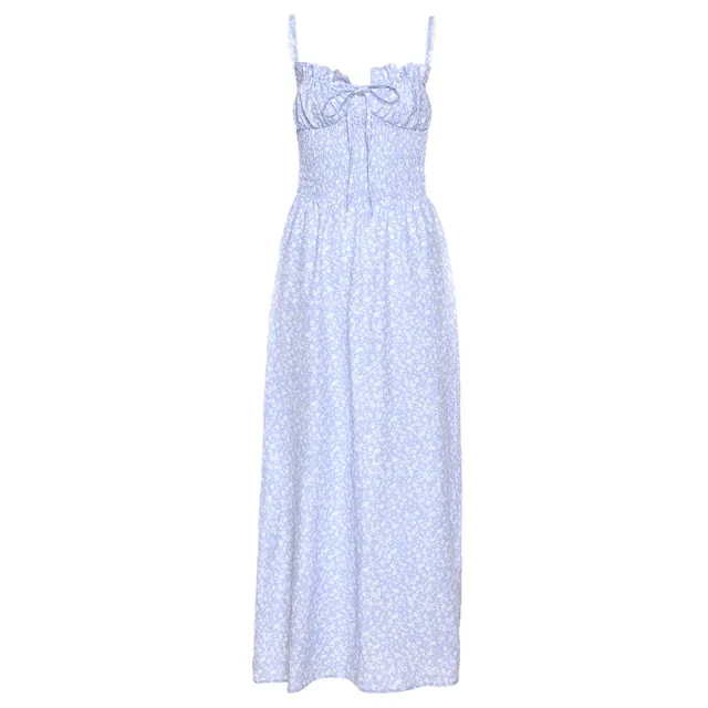 European And American Strap Backless Slim Fit Printed Loose Dress Purple - Shop at LoveMi
