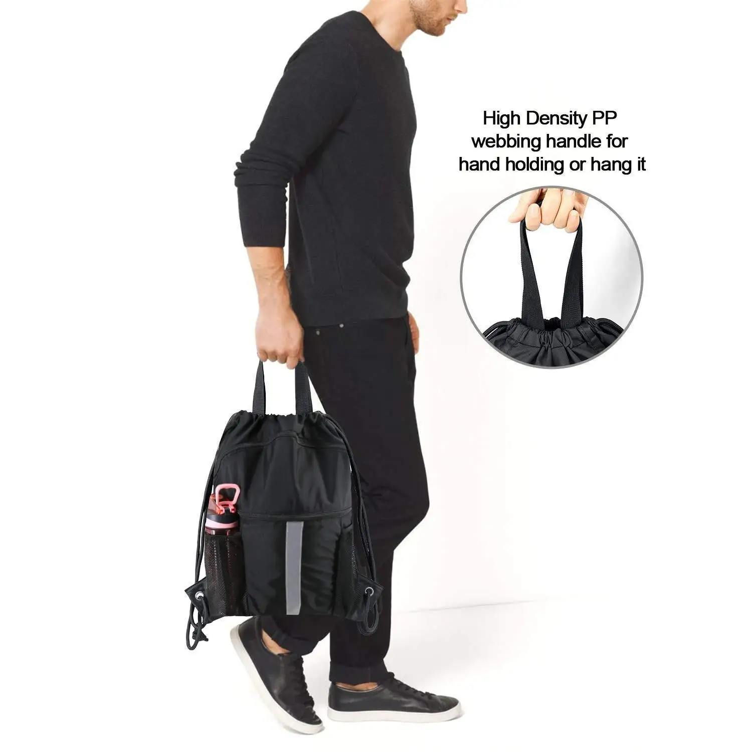 Basketball Football Drawstring Backpack Belt Shoe Compartment