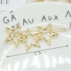 Cupid Heart-shaped Five-pointed Alloy Hair Accessories - Large Three Golden 26 - View 1