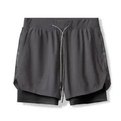 New Foreign Trade Double-layer Sports Shorts Men's Running Training Woven Shorts Fashionable Camouflage Basketball Shorts - Dark Grey - View 1