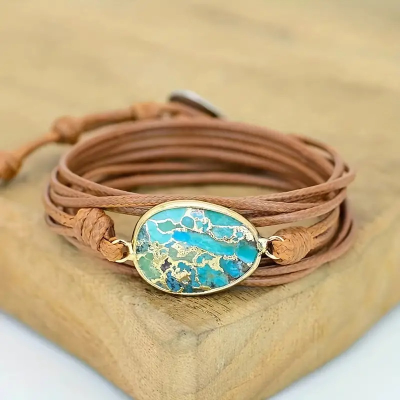 Retro-style Fashionable And Creative Turquoise Womens Braided Bracelet
