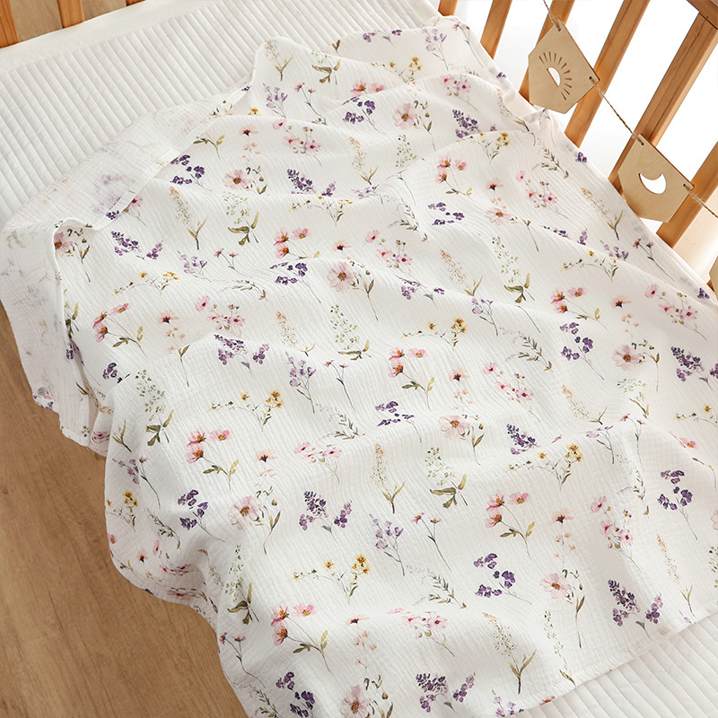 Solid-color Double-layer Pure Cotton Gauze Swaddle Blanket For Babies