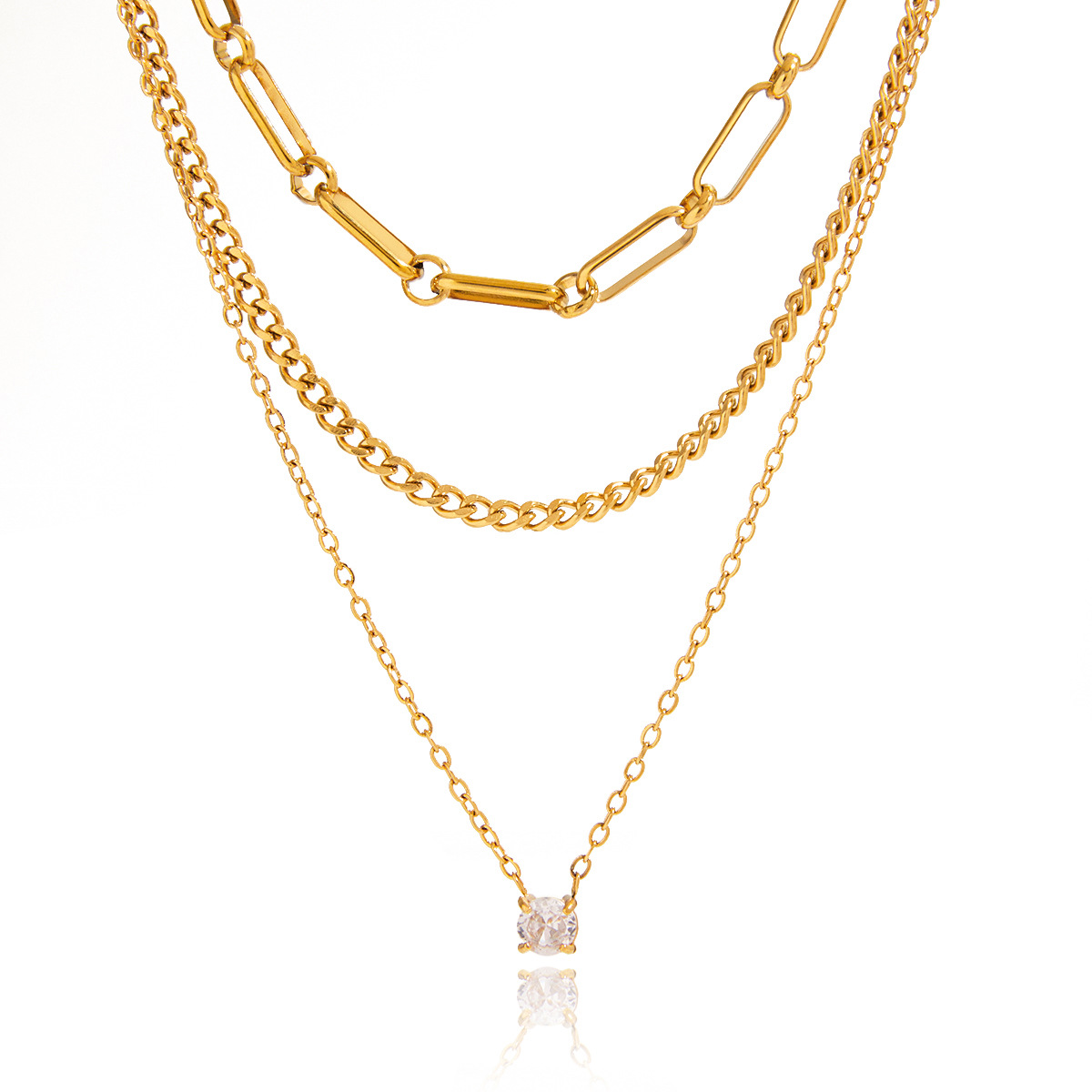 Titanium Steel Three-Tier Layered Necklace