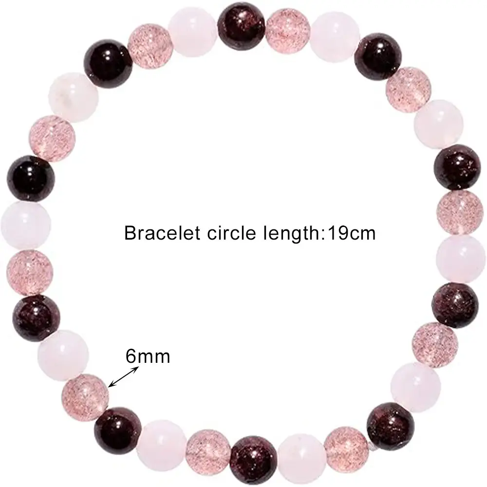 6mm Mixed-Color Stone Bead Elastic Bracelet For Women