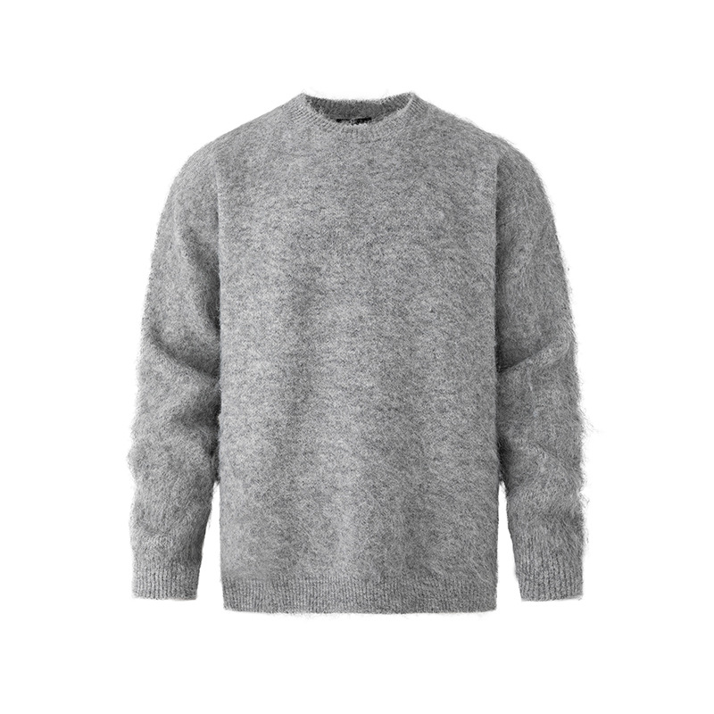 Mohair Pullover Warm Loose-Fit Crew-Neck Sweater For Cold Weather - Image 4