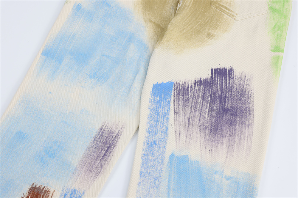 Graffiti Denim Straight-leg Trousers Men's