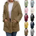 Hooded Solid-Color Cardigan With Buttons, Long-Sleeve Casual Jacket view 3