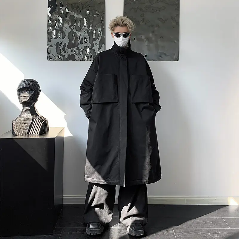 Mens Long Below-the-knee Cotton-padded Coat Yohji Yamamoto