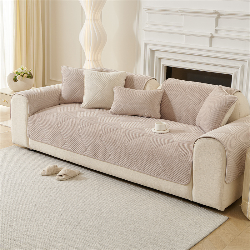 Solid-color Crystal Velvet Plaid Sofa Cushion