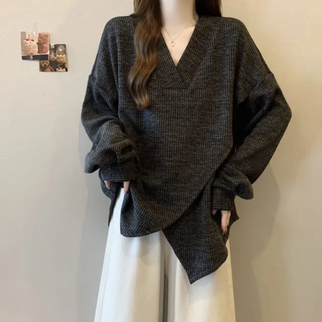 Textured Ribbed Cross design Long sleeve Top For Women Black - Shop at LoveMi