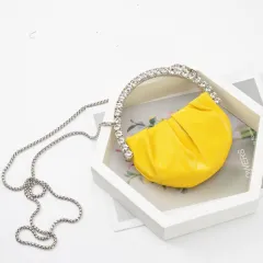 Women's Fashion Personality Diamond Clutch - Yellow - View 1