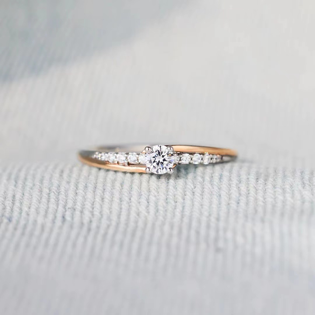 S925 Pure Silver Two-row Color Separation Ring