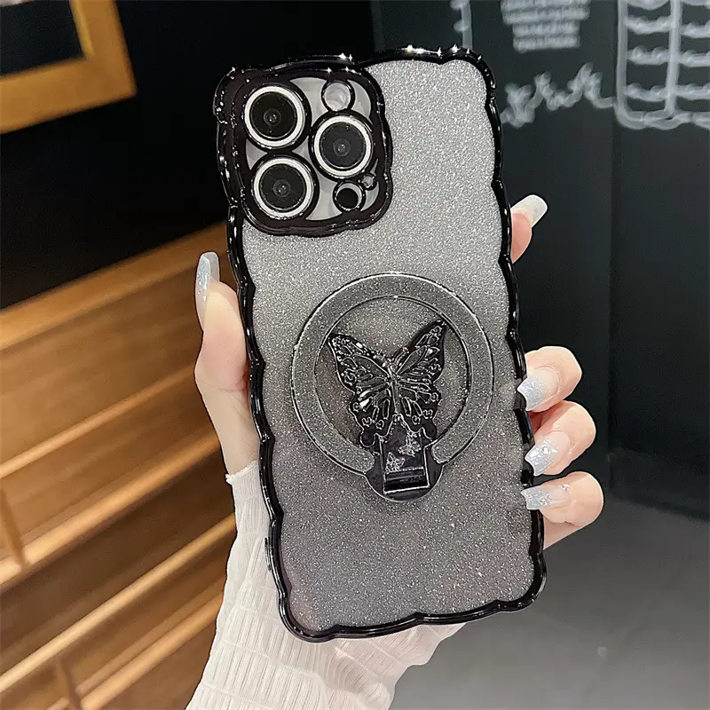 Electroplated Lens Protector Gradient Butterfly Bracket Silicone Protective Soft Case