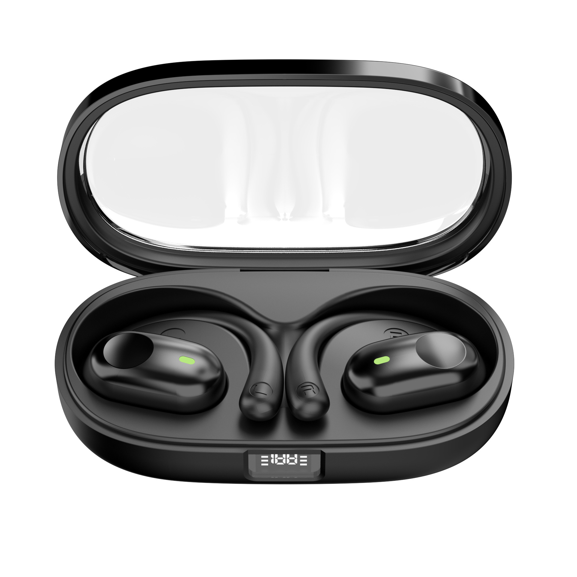 Bone Conduction Does Not Enter Ear Hook Sports ENC Headset Digital Display Ultra-long Life Battery